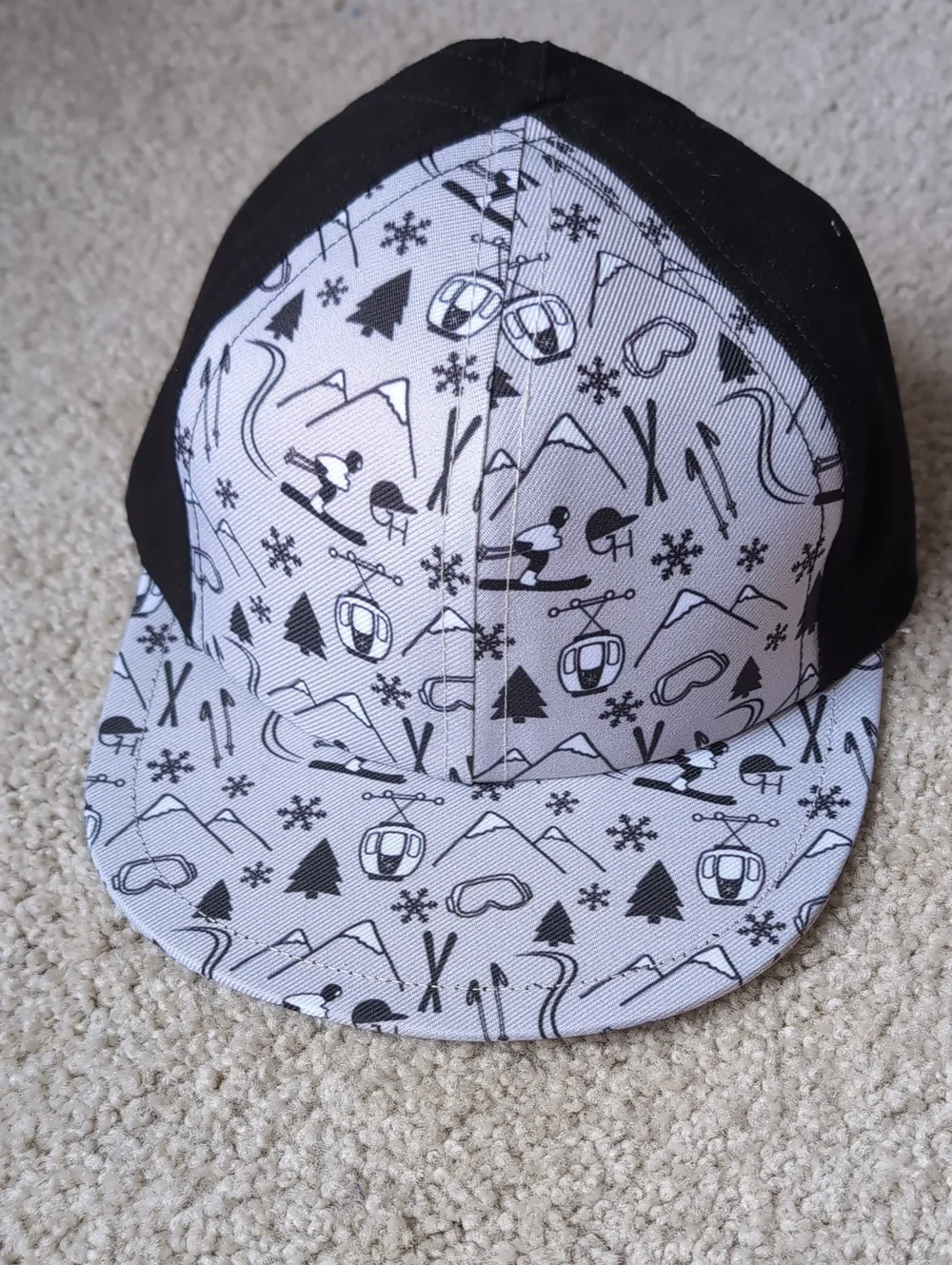 George Hats Black and White Ski Pattern Snapback Hat